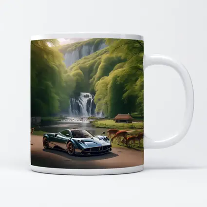 Pagani Huayra Supercar Near Waterfall Deer