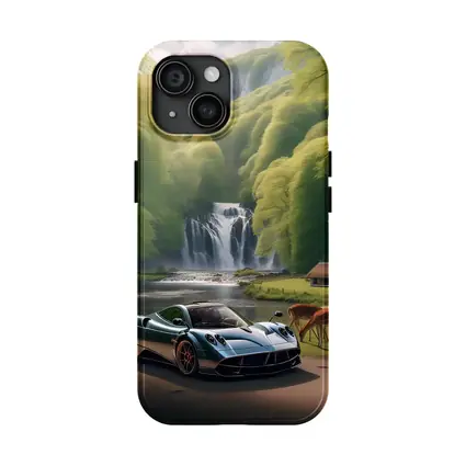 Pagani Huayra Supercar Near Waterfall Deer