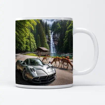Pagani Huayra Silver Supercar Waterfall Forest
