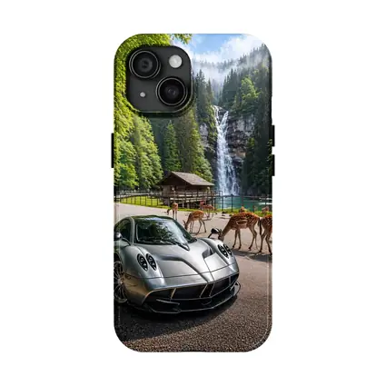 Pagani Huayra Silver Supercar Waterfall Forest