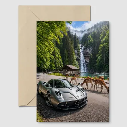 Pagani Huayra Silver Supercar Waterfall Forest