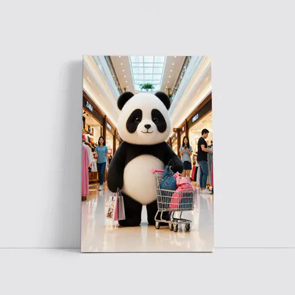 Cute Panda Shopping Cart Mall Adventure