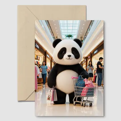 Cute Panda Shopping Cart Mall Adventure