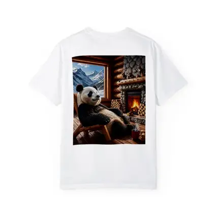 Panda Relaxing By Cozy Mountain Cabin Fireplace