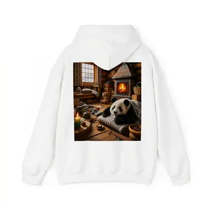 Panda Resting By Cozy Cabin Fireplace