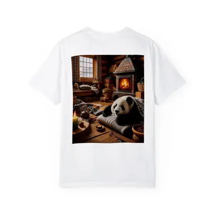 Panda Resting By Cozy Cabin Fireplace