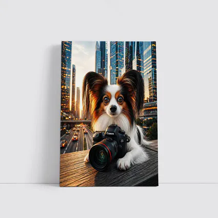 Papillon Dog Canon Camera City Skyline