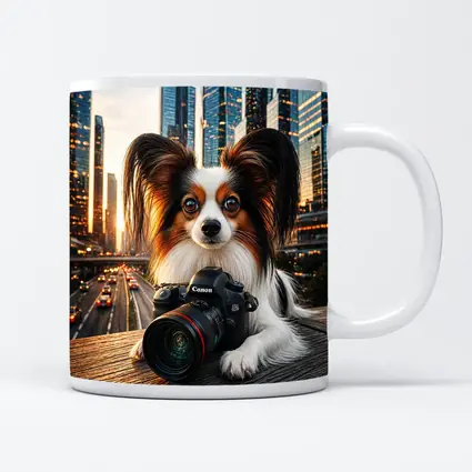 Papillon Dog Canon Camera City Skyline