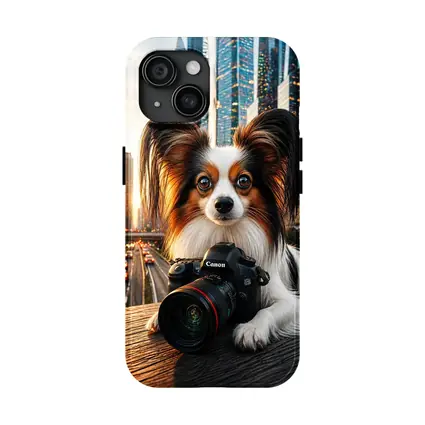 Papillon Dog Canon Camera City Skyline