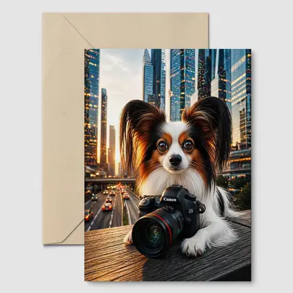 Papillon Dog Canon Camera City Skyline