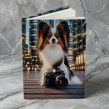Papillon Dog With Camera City Night