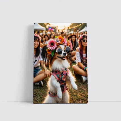 Papillon Dog Flower Crown Music Festival