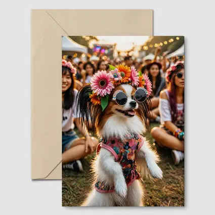 Papillon Dog Flower Crown Music Festival