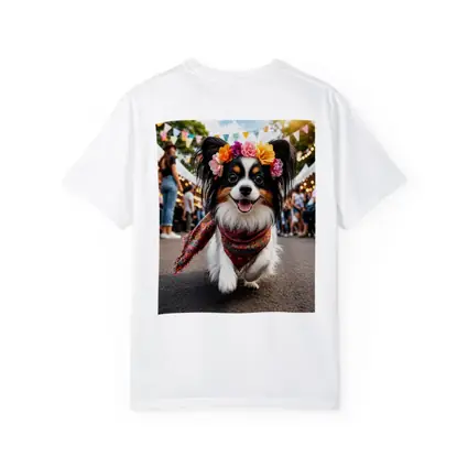 Papillon Dog Running at Colorful Festival