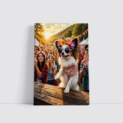 Papillon Dog Sunglasses Flowers Music Festival