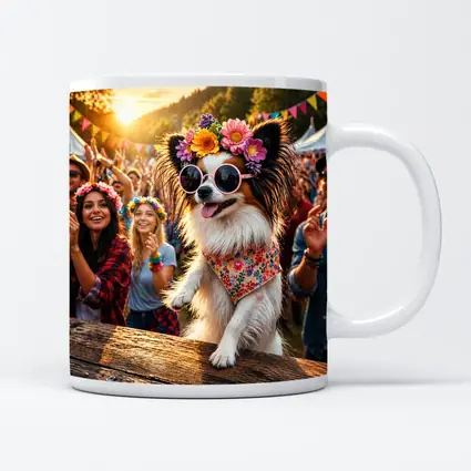 Papillon Dog Sunglasses Flowers Music Festival