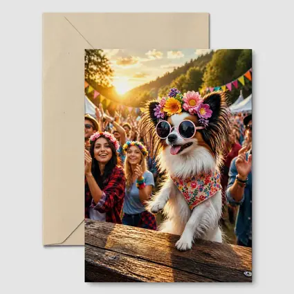 Papillon Dog Sunglasses Flowers Music Festival