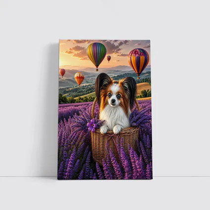 Papillon Dog Lavender Field Hot Air Balloons