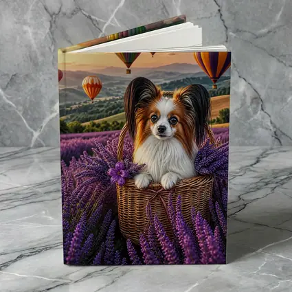 Papillon Dog Lavender Field Hot Air Balloons
