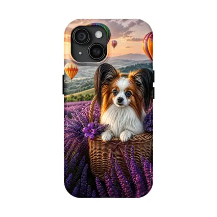 Papillon Dog Lavender Field Hot Air Balloons