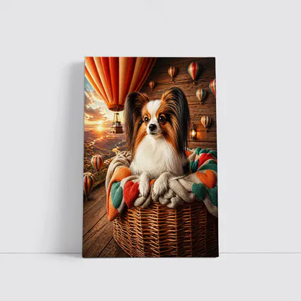 Papillon Dog Hot Air Balloon Sunset