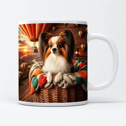 Papillon Dog Hot Air Balloon Sunset