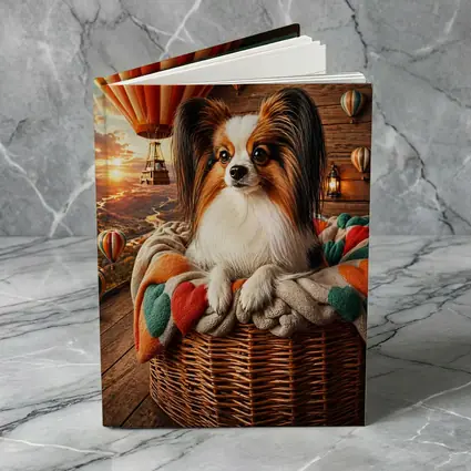 Papillon Dog Hot Air Balloon Sunset