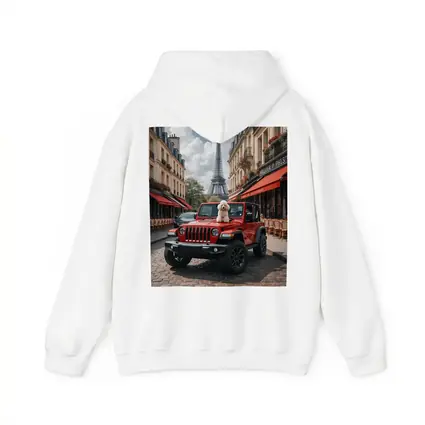 Red Jeep Wrangler Poodle Paris Eiffel Tower