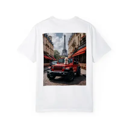 Red Jeep Wrangler Poodle Paris Eiffel Tower
