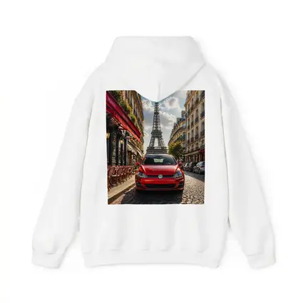Red Volkswagen Golf GTI Paris Eiffel Tower