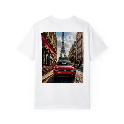 Red Volkswagen Golf GTI Paris Eiffel Tower