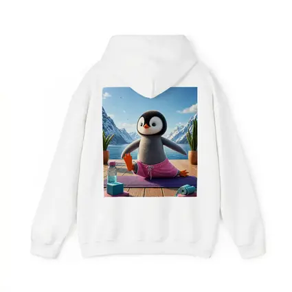 Cute Penguin Doing Yoga Snowy Mountains