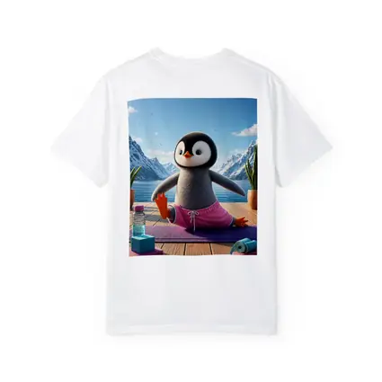 Cute Penguin Doing Yoga Snowy Mountains