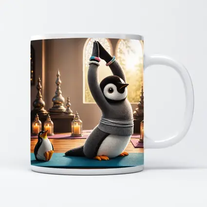 Cute Penguin Doing Yoga Candlelit Studio