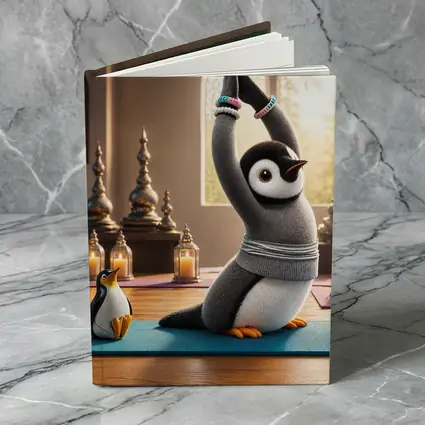 Cute Penguin Doing Yoga Candlelit Studio