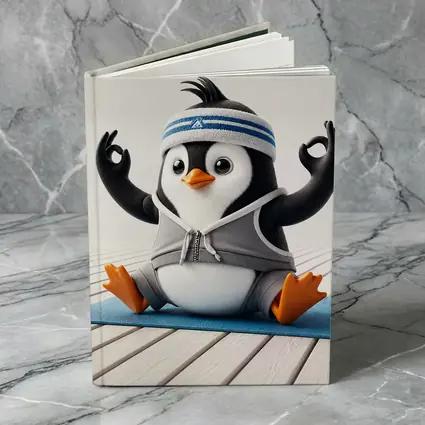 Cartoon Penguin Doing Yoga On Mat