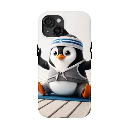 Cartoon Penguin Doing Yoga On Mat