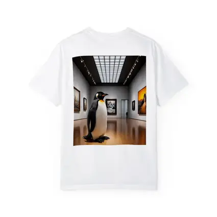 Emperor Penguin Standing Inside Art Museum Gallery