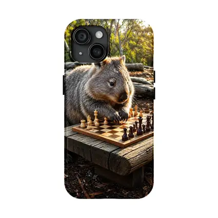 Wombat Playing Chess in Australian Bush