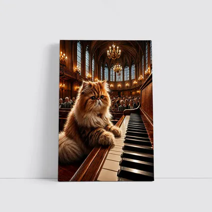 Persian Cat Playing Piano Concert Hall