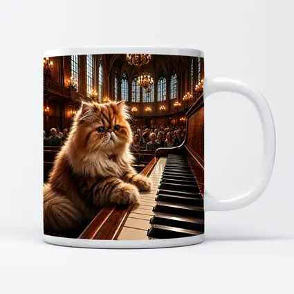 Persian Cat Playing Piano Concert Hall