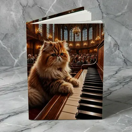 Persian Cat Playing Piano Concert Hall
