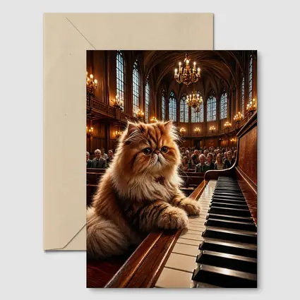 Persian Cat Playing Piano Concert Hall