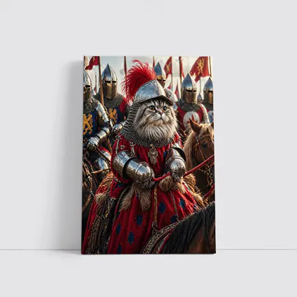 Persian Cat Knight Leading Medieval Army
