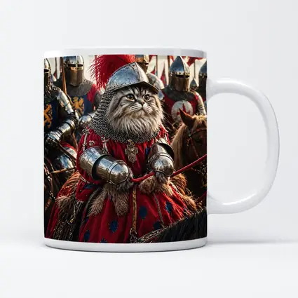 Persian Cat Knight Leading Medieval Army