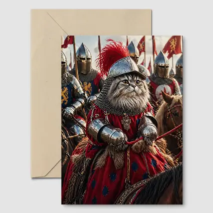 Persian Cat Knight Leading Medieval Army