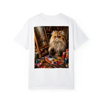 Persian Cat Artist Painting in Cozy Studio