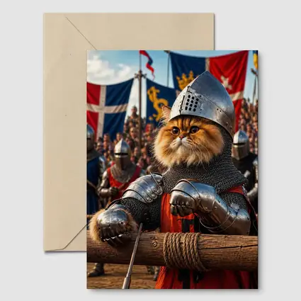 Persian Cat Knight Medieval Tournament Battle Scene