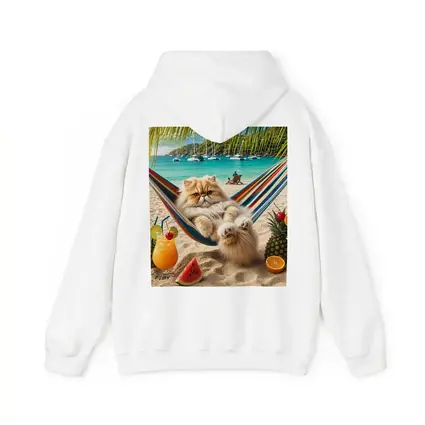 Persian Cat Relaxing on Beach Hammock