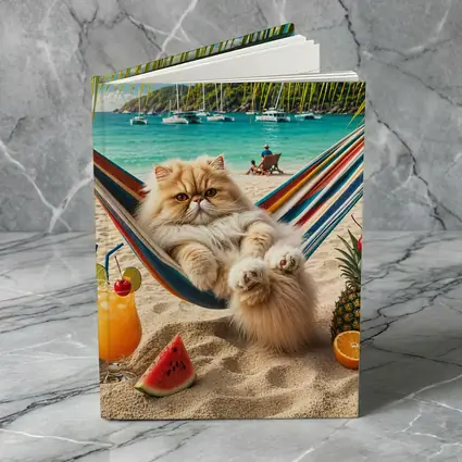 Persian Cat Relaxing on Beach Hammock